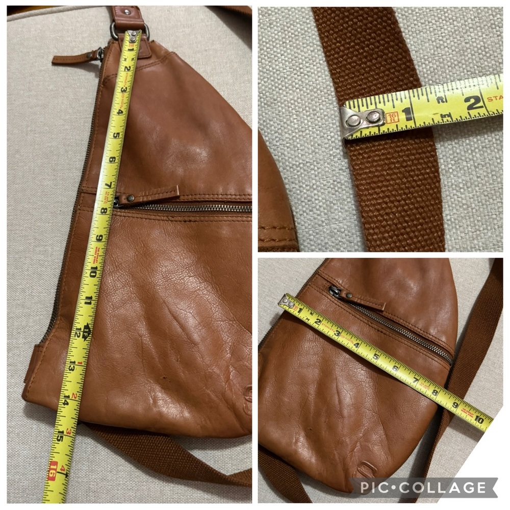 All Leather Spikes & Sparrow Sling Crossbody Bag/Pack-Brown-Multi Compartment - Picture 17 of 17